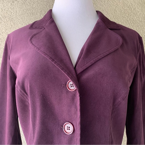 🔥5/$20🔥 “Dress Barn” Purple Fitted Sueded Jacket size 10 - Picture 8 of 11